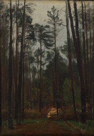 Christian Zacho (1843-1913: Hornbæk Plantage. 1886. Sign. CZ. Olie på plade. 34 x 24 cm.