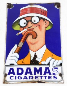 Aage Lippert. Emaljeskilt, 'Adamas Cigarettes'. Emaljeskilt, '