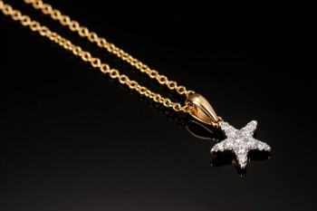 Diamonds By Frisenholm. Halskæde med stjerneformet brillantvedhæng af 18 kt. guld