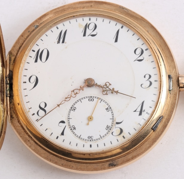 Schweizisk dobbeltkapslet herrelommeur af 14 kt. guld, o. 1910