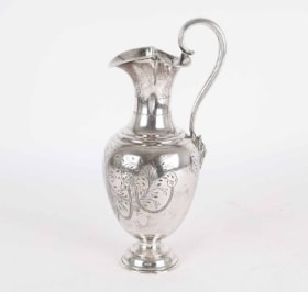 Peter Louis Clement, silversmith in Copenhagen: Antique silver wine jug from 1883.