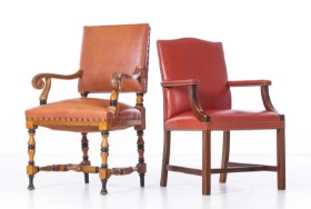 Pair of armchairs upholstered in leather (2)