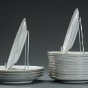 Kahla og Colditz. 16 fisketallerkener, porcelæn (16)