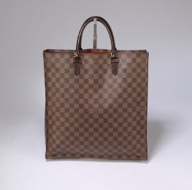 Louis Vuitton. 'Sac Plat Tote' shopper/ håndtaske af Damier Ebene Canvas