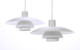 Poul Henningsen for Louis Poulsen. 'PH-4/3', a pair of pendants, white (2)