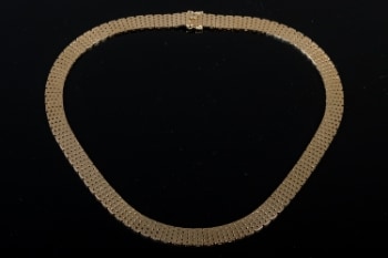Bjarne Nordmark Henriksen. Halscollier mursten i 14 kt. guld 57.5 g.