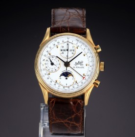 DuBois 1785 'Triple Calendar Moonphase'. Herreur i forgyldt stål med hvid skive, ca. 1990'erne