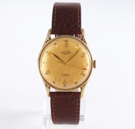 Enicar Watch Co. Vintage herreur i 14 kt. guld med gylden skive, ca. 1960'erne