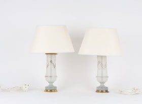 Par opaline bordlamper med bemaling (2)