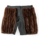 7287 - David Andersen for Kopenhagen Fur. Herre short af læder samt mink. str. S