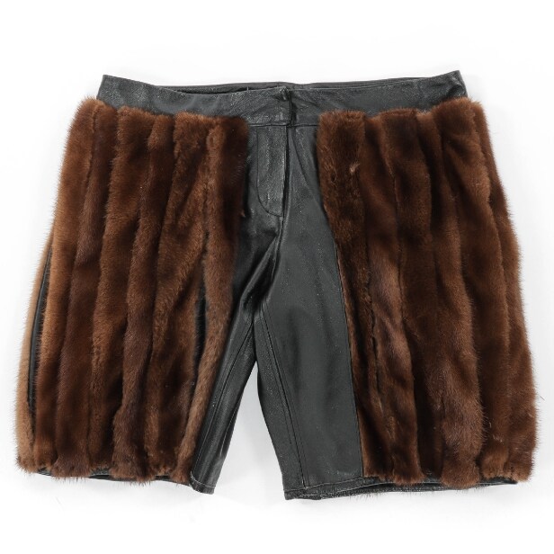 7287 - David Andersen for Kopenhagen Fur. Herre short af læder samt mink. str. S