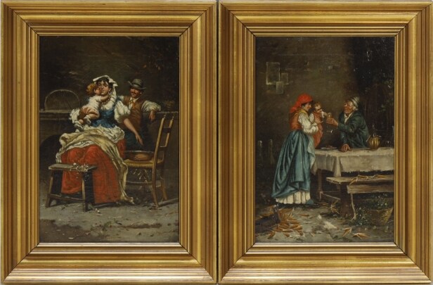 Italiensk kunstner, 19. årh.s slutning: To figurlige scenerier (2)