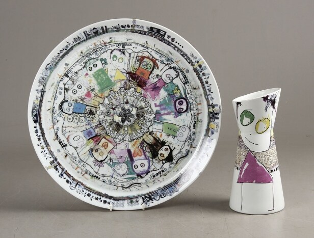 Poul Pava for Aida, fad samt kande, porcelæn (2)
