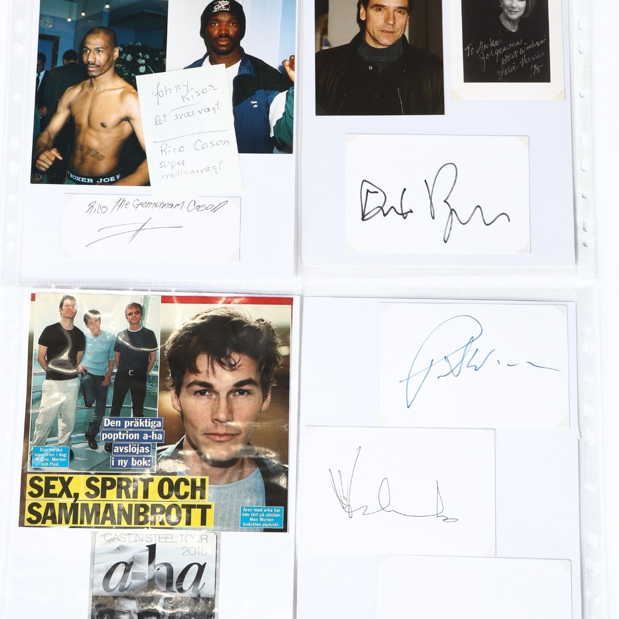 Samling autografer. A-Ha, m.fl. ca. 70 stk | Lauritz.com