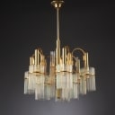 Gaetano Sciolari. Italian 9-arm chandelier from the 70s made of glass and brass