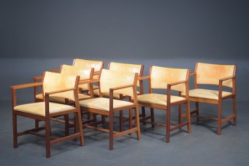 Christian Hvidt for Søborg Møbelfabrik, 7 armstole af mahogni med læder (7)