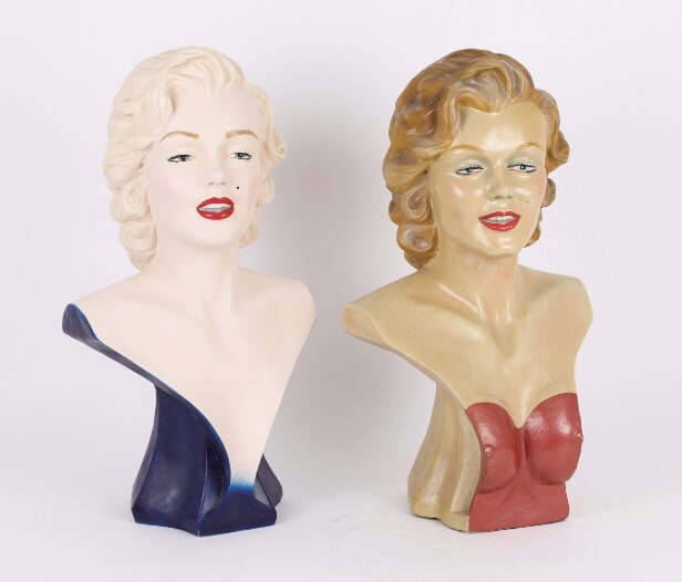 Two busts of faience and art material in the shape of Marilyn Monroe, 21st century (2)