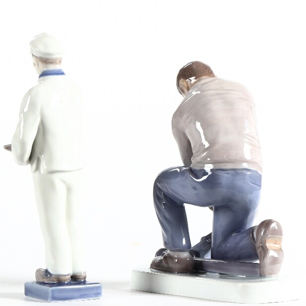 B&G etc. Johannes Hedegaard etc. Pipe Fitter & Mason, figurines, nr. 2432 & 4377, both 1st variety. (2)