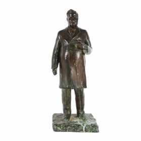 Johannes Bjerg (1886-1955), tilskrevet: Portrætskulptur af bronze forestillende konseilspræsident / statsminister J. C. Christensen (1856-1930) (CD)