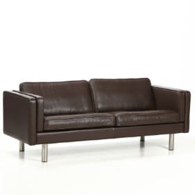 HJN 24. 3 pers sofa, dark brown læder.