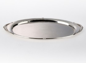 Villads-Nielsen. Oval beautiful silver tray, year 1930