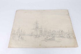 Ubekendt kunstner. Tegning fra Københavns Havn fra 1800-tallet.