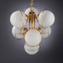Italian pendant light from the 80s made of brass and glass