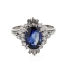 Sapphire and diamond ring in platinum, approx. 0.56 ct Size 54