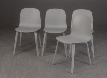 Mika Tolvanen for Muuto. Fire spisestole model Visu Chair, Grålaserede(4)