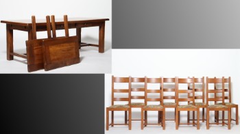 Fransk Alvarez plankebord med otte stole (11)