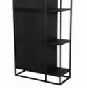 Display cabinet in black painted perforated metal.