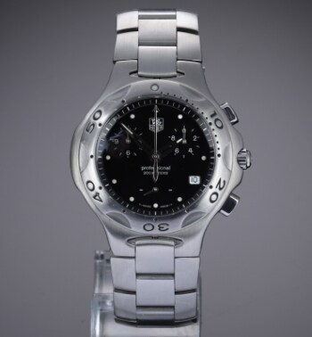 TAG Heuer Kirium Chronograph. Herreur i stål med sort skive, 2000erne