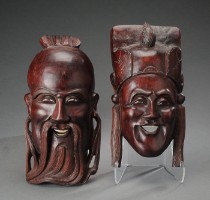 kinesiske masker af hardwood udskåret form af (2). - Lauritz.com