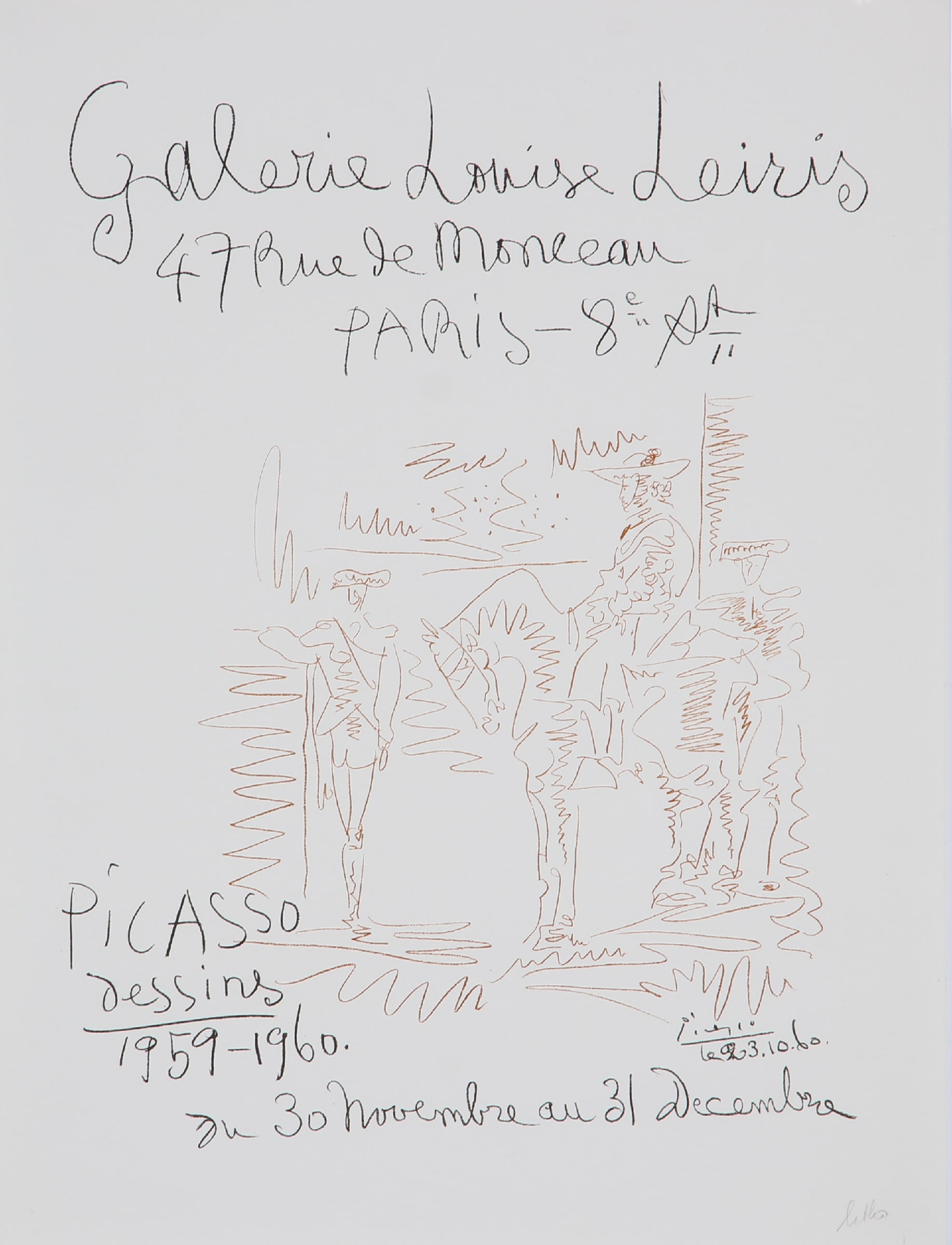 Pablo Picasso. Lithographic poster, 'Picasso dessins 1959-1960', 1960