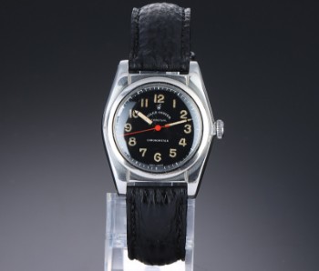 Rolex Bubble Back Chronometre. Vintage herreur i stål med sort skive, ca. 1945