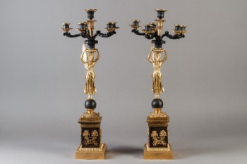 A pair of candelabras in gilded bronze (2)