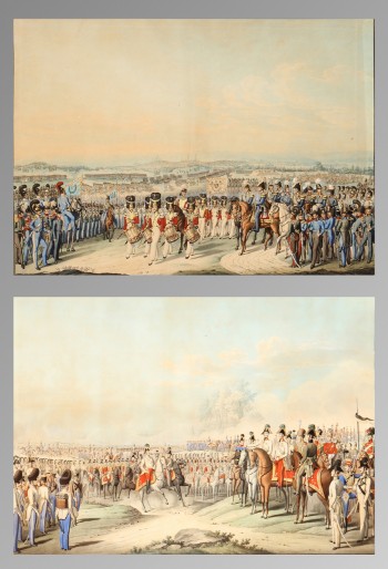 Louis de Kleist. Et par kolorerede kobberstik af den østrigske og den saksiske hær.  1840 (2)