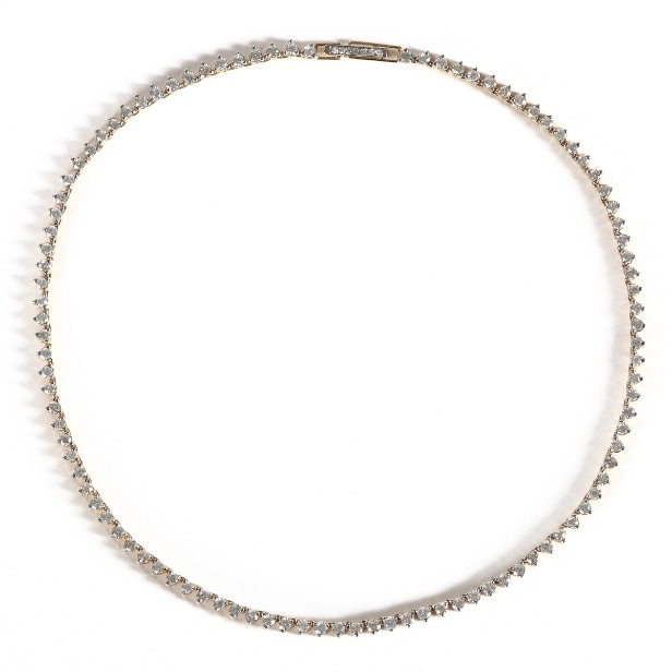 Diamond necklace in 14 kt. gold with 101 diamonds, clasp with 7 diamonds