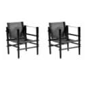 Cinas. Two safari chairs in bamboo and black artificial leather. model noble (2)