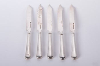 Fem fiskeknive af sølv(5)