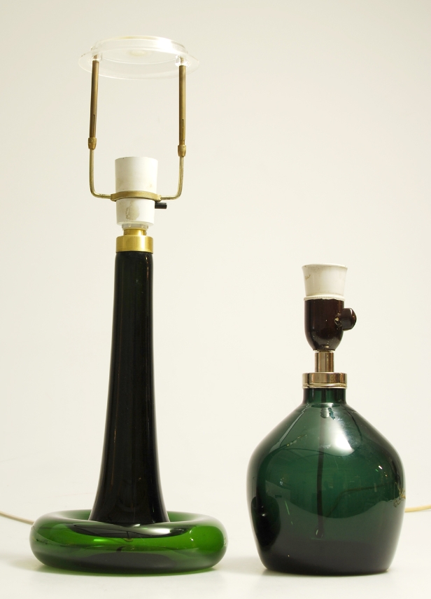 Holmegaard og Hadeland, to bordlamper i glass, 1960/70-tallet (2)