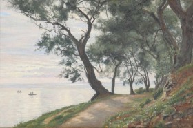 Christian Zacho (1843-1913): Robåde ved kysten, aftentide. 1911.