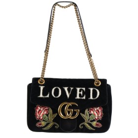 Gucci : GG Marmont 'Loved' Velvet Shoulder Bag