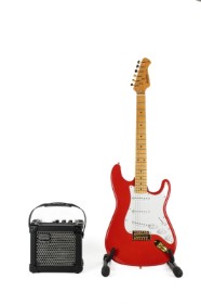 Electric guitar. Harley Benton ST-59HM Fiesta Red and Roland micro cube guitar amplifier. (2)