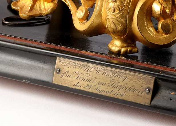 Phillippe H. Mourey. French mantel clock with glass dome, last quarter of the 19th century