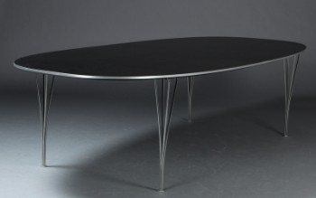Piet Hein og Bruno Mathsson. Superellipse bord med sort laminat, model B617, L. 300 cm