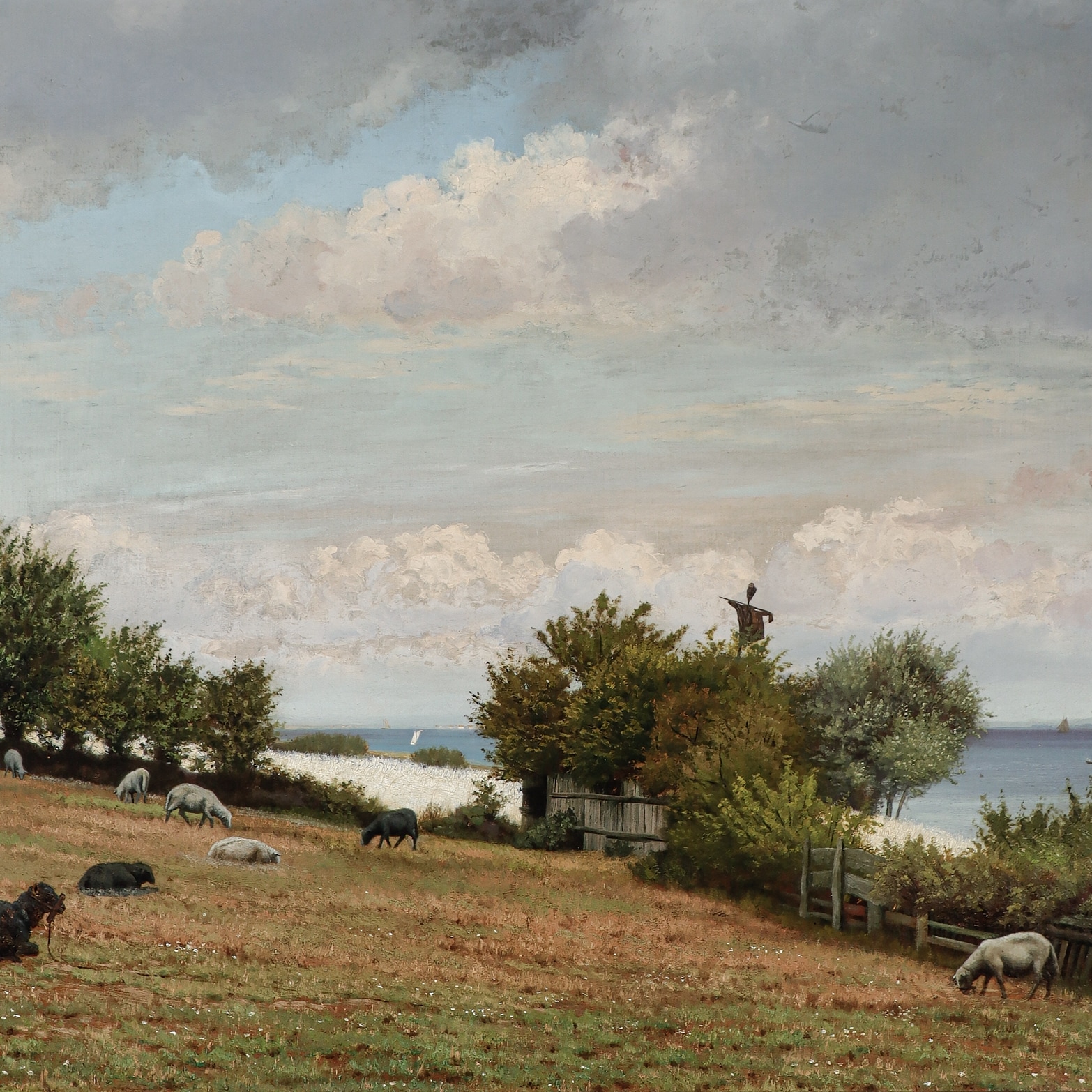 Jens Erik Carl Rasmussen. Kystlandskab fra Ærø med udsigt mod Langeland ...