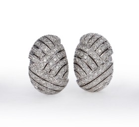 A pair of large Italian diamond earrings of 18 kt. white gold (2)