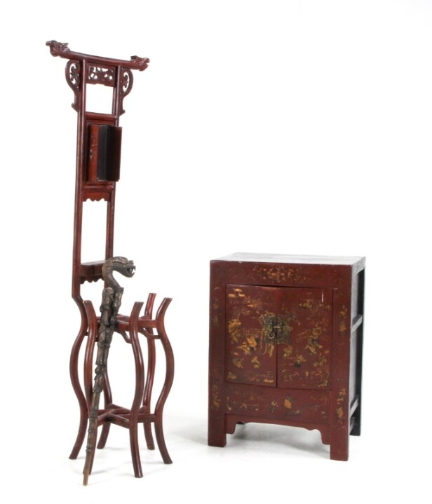 Chinese cabinet, entrance table and cane (3)