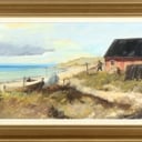 Knud Bøstrup. Beach motif with boats & house. (cd)